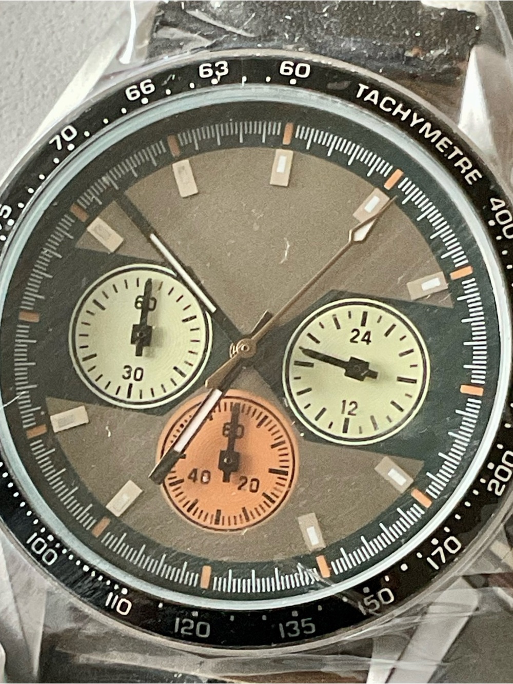 Beautiful NIB Colorful Functional Ciloa 3 Register Chronograph w Tachymeter